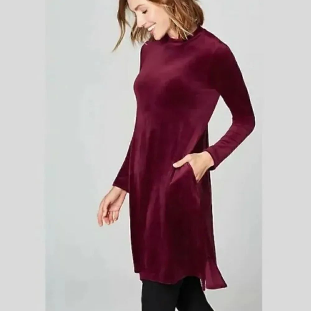 J Jill Pure Jill Velvet Velour Dip Hem Dress